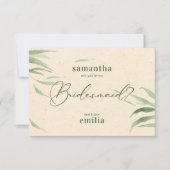 Stoffig groen gebladerte, beige papier, dank je bedankkaart (Voorkant)