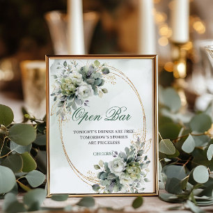 Stoffig groen gebladerte open bar tafel sign poster