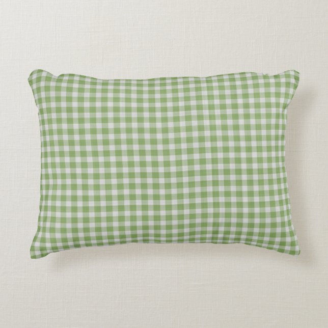 Stoffig groen geruit geruit ruitjespatroon accent kussen (Voorkant)