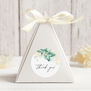 Stoffig groen goud eucalyptus groen dank u ronde sticker