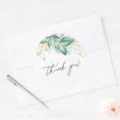 Stoffig groen goud eucalyptus groen dank u ronde sticker (Envelop)