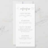 Stoffig groen groen groen bloemenbruiloft Menukaar (Voorkant)