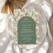  Stoffig groen Huwelijk Art Nouveau Mucha Kaart