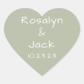 Stoffig Groen Minimalistisch Modern Hart Sticker (Voorkant)