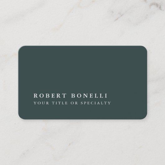 Stoffig Groen & Platinum Grijs Stijlvol Minimalist Visitekaartje (Voorkant)