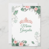 Stoffig Groen Roze Mis Quince 15 Anos Kroon Kaart (Achterkant)