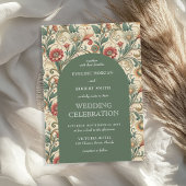  Stoffig groen terracotta Art Nouveau bruiloft Kaart