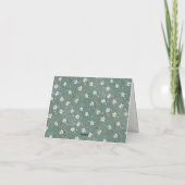 Stoffig groen wit bloemig monogram bedankkaart (Achterkant)