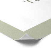 Stoffig groene casual handgeschreven welkom bruilo poster (Hoek)