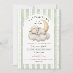 Stoffig groene cute een klein lammetje baby shower kaart