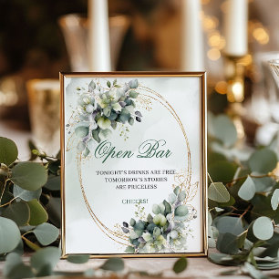 Stoffig groene Eucalyptus Open Bar Huwelijksbord Poster
