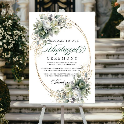 Stoffig groene gebladerte Onplugged Ceremonie Huwe Poster