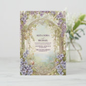 Stoffig Lavendel Loof Modern Aquarel Bruiloft Kaart (Staand voorkant)