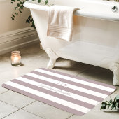 Stoffig Lavendel Witte Brede Strepen Monogram Naam Badmat