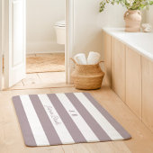 Stoffig Lavendel Witte Brede Strepen Monogram Naam Badmat