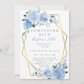Stoffig Lichtblauw Bloemen Goud Vrijgezellenfeest Kaart (Voorkant)