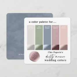Stoffig mauve & babyblauw trouwkleurenpaletkaart kaart