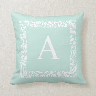 Stoffig Monogram Aqua een Sierkussen