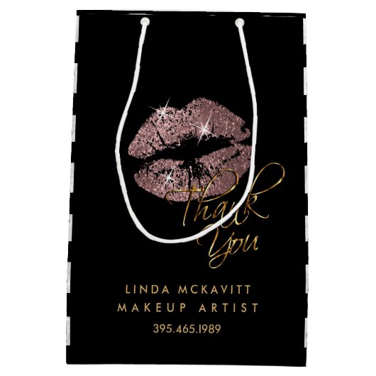 Stoffig nam Lippenstift & Witte Strepen toe - dank Medium Cadeauzakje (Achterkant)