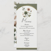 Stoffig Olijf Roze & Goud Waterverf Bloemenmenu Menu (Voorkant / Achterkant)