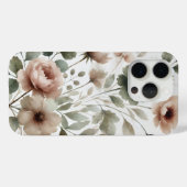 Stoffig Olijf & Roze Waterverf Modern Bloemmotief Case-Mate iPhone Case (Achterkant (horizontaal))