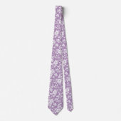 Stoffig paars en wit chinoiserie bloemmotief stropdas (Voorkant)