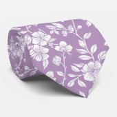 Stoffig paars en wit chinoiserie bloemmotief stropdas (Opgerold)