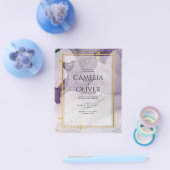 Stoffig Paars Gouden Alcohol INK Abstract Trouwen Flyer (Enkel)