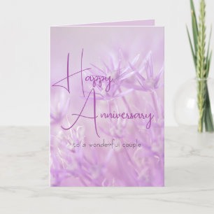 Stoffig Paarse Bloemen Achtergrond Jubileum Kaart