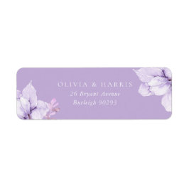 Stoffig Paarse Bloemen Bruiloft Retouradres Etiket