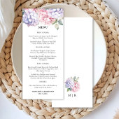 Stoffig Paarse & Blush Roze Hydrangea Wedding Menu