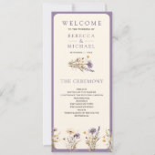Stoffig Paarse Boho Wilde Bloemen Huwelijksprogram (Voorkant)