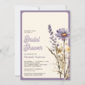 Stoffig Paarse Boho Wildflower Foto Vrijgezellenfe Kaart (Voorkant)