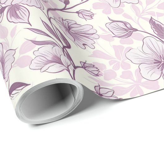 Stoffig paarse Chinoiserie Decoupage Cadeaupapier (Rol Hoek)