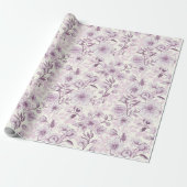 Stoffig paarse Chinoiserie Decoupage Cadeaupapier (Uitgerold)