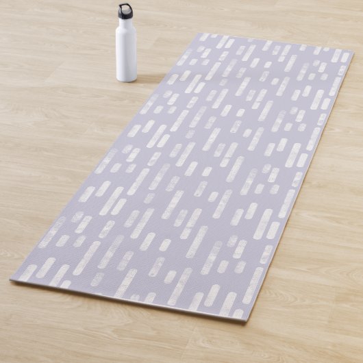 Stoffig Paarse en witte Inky Roundlines Pattern Yogamat (In situ)