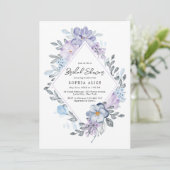 Stoffig Paarse Floral Geometrisch Modern Vrijgezel Kaart (Staand voorkant)