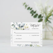 Stoffig Paarse groene bladeren QR Code Adres RSVP Briefkaart (Staand voorkant)