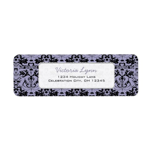 Stoffig Paarse kroonluchter retour adres label (Voorkant)