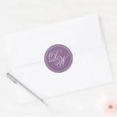 Stoffig Paarse Monogram Wit Calligrafie 2 Initiale Ronde Sticker (Envelop)