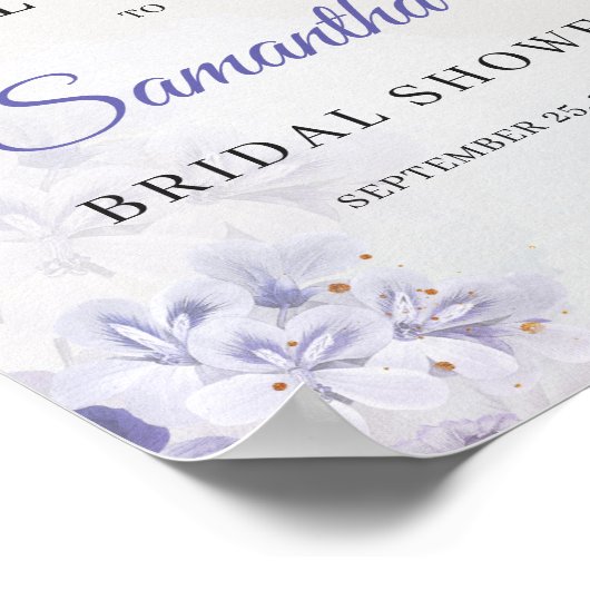 Stoffig paarse voorjaars bloemige bruids douche we poster (Hoek)