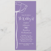 Stoffig Paarse Witte Bloemen Script Eenvoudige bru Programmakaart (Voorkant)