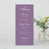 Stoffig Paarse Witte Script Calligrafie Eenvoudig Menu (Staand voorkant)