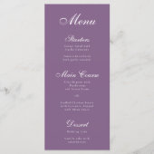 Stoffig Paarse Witte Script Calligrafie Eenvoudig Menu (Voorkant)