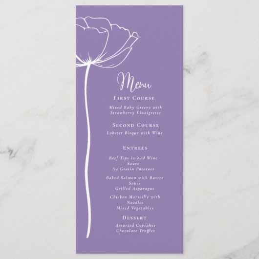 Stoffig Paarse Witte Vetgedrukte Bloemen Modern Ee Programmakaart (Voorkant)