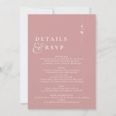 Stoffig Roos alles in één moderne monogram bruilof Kaart (Achterkant)