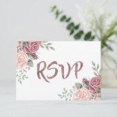  Stoffig Roos Aquarel Bloemboeket RSVP Kaartje (Staand voorkant)