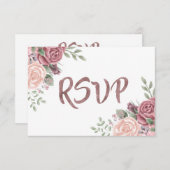  Stoffig Roos Aquarel Bloemboeket RSVP Kaartje (Voorkant / Achterkant)