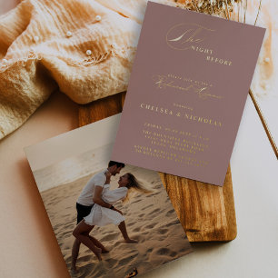 Stoffig Roos avond voor repetitie Dinner Gold Folie Uitnodiging