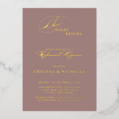 Stoffig Roos avond voor repetitie Dinner Gold Folie Uitnodiging (Voorkant)